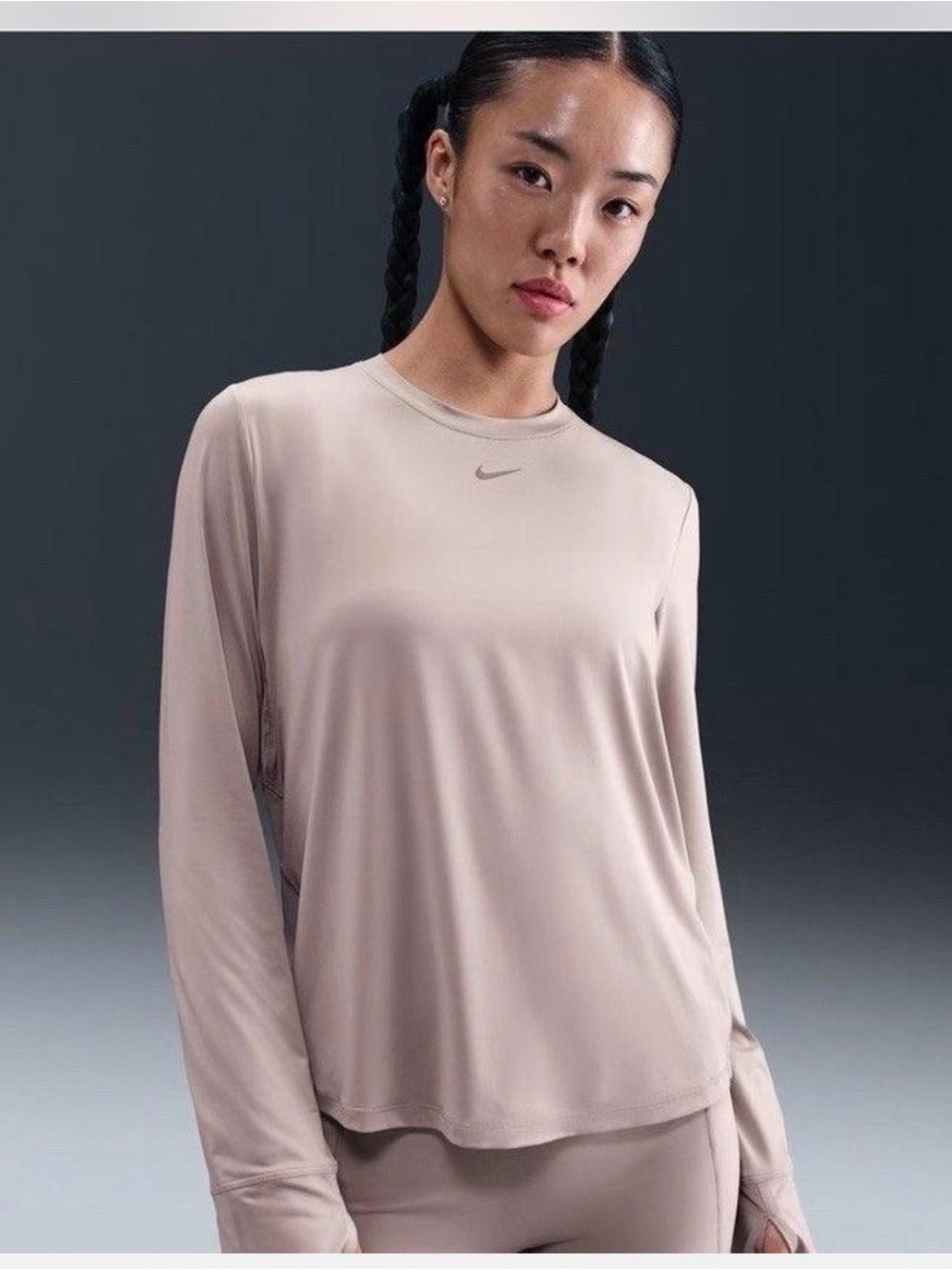 Nike Women's Long Sleeve Training Top in Light Taupe
